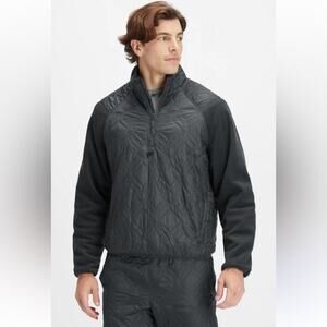Fabletics Mens The Loft Quilted 1/2 Zip Pullover Jacket Sz M Black Nylon Fleece‎